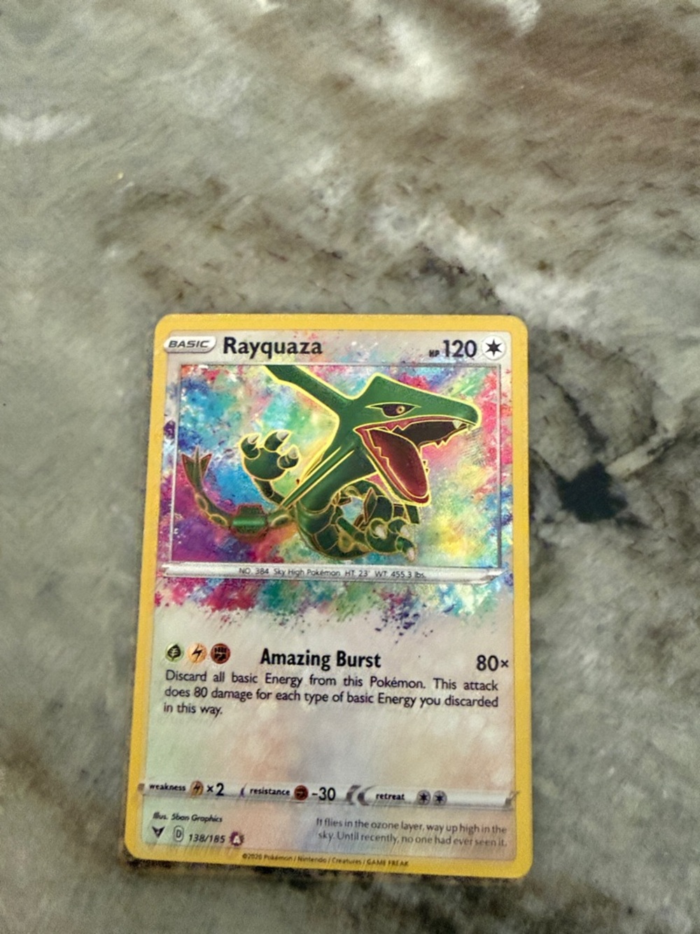 Pokemon Rayquaza Holographic Yellow Border Card
